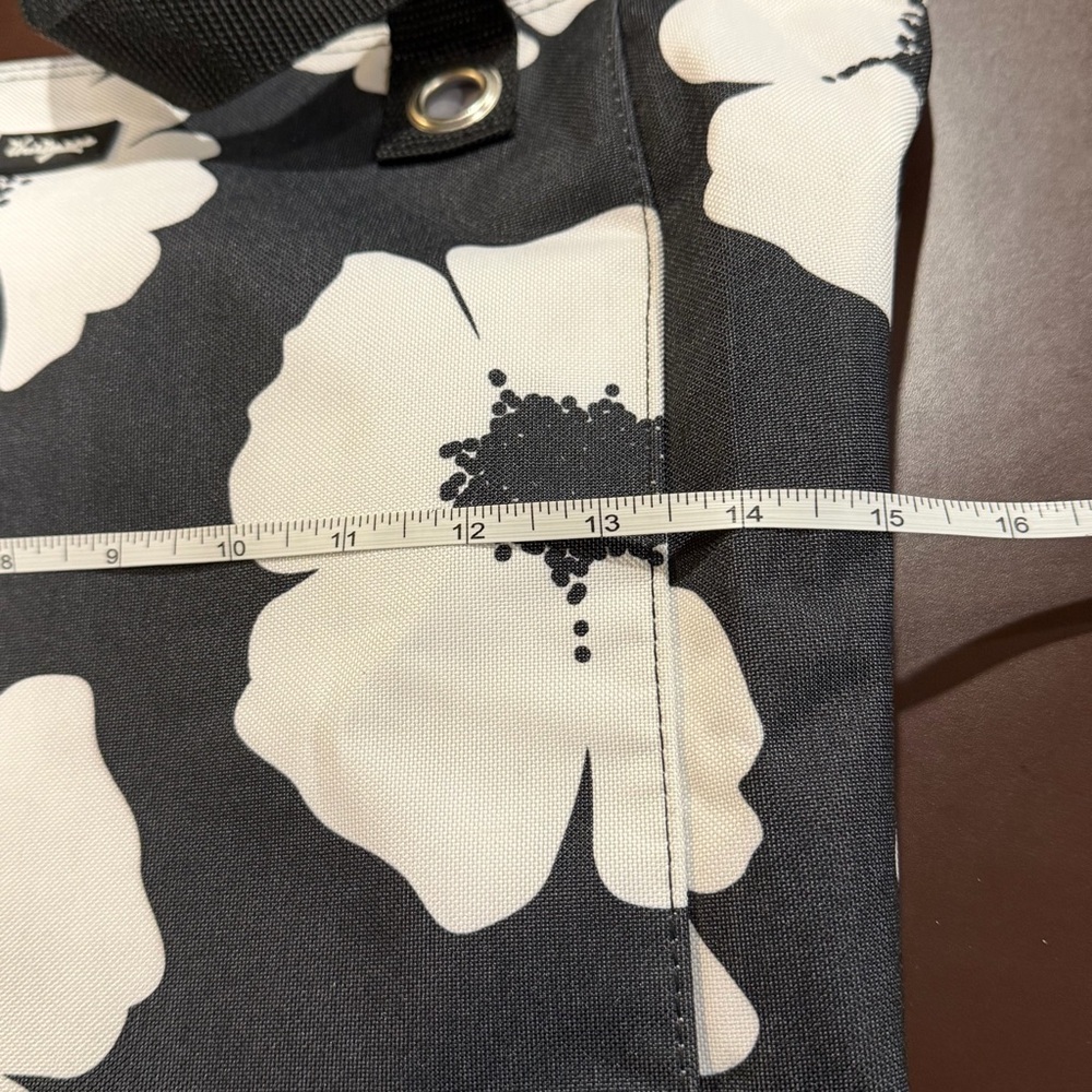 Thirty-One Black and White Poppy Floral Print Tall Organizing Tote - Picture 8 of 9